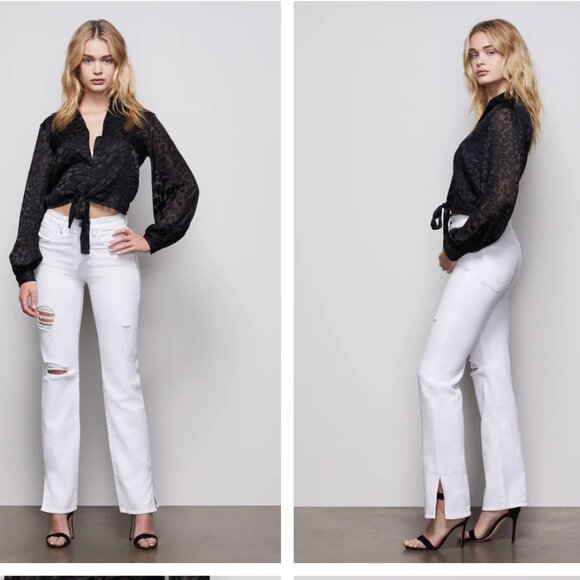 Good American Good Boy White Distressed Jeans 6 - Picture 1 of 8